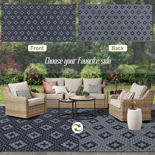 SAND MINE Waterproof Outdoor Rug 9x18 ft, Reversible Plastic Straw Area Rug - Image 3