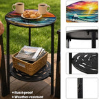 2-Tier Metal Round Side Table Accent Coffee Tables Small Space Corner Plant - Image 7