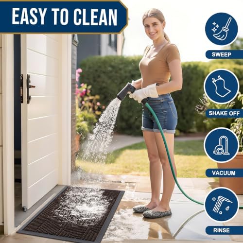 Smiry Front Door Mat Outside Entrance, Low Profile Rubber Doormat - Image 6