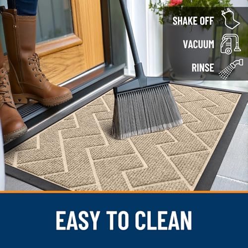 OLANLY Front Door Mat Outside 35x23, All-Season Absorbent Rubber Doormat - Image 6