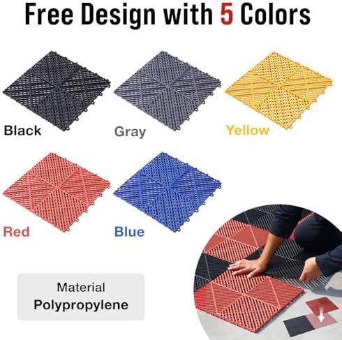 Japard Garage Floor Tiles, 20 Pack Interlocking Flooring Drainage 15.7 x 15.7 - Image 4