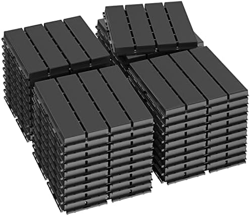 Goovilla Plastic Interlocking Deck Tiles, 36 Pack, Dark Grey by Goovilla