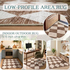 Brown Beige Checkered Entry Rug - Image 5