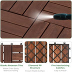 Interlocking Deck Tiles 12"x12"x0.94'' FSC Acacia Hardwood Dark Brown Patio - Image 5