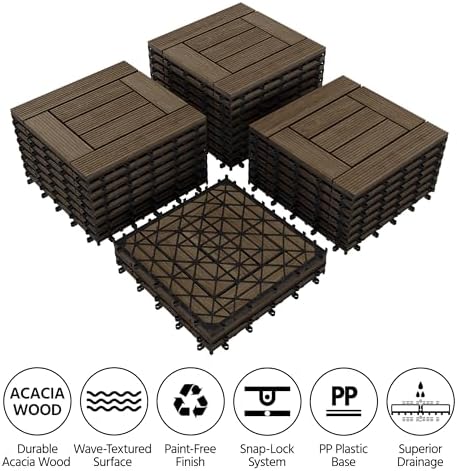 Topeakmart 27PCS Interlocking Deck Tiles 12x12 Patio Flooring - Image 5