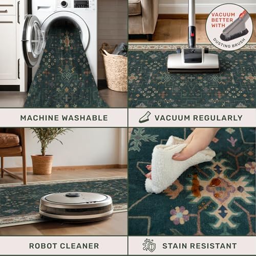 Dark Green Oushak 2x4 Entryway Rug - Image 4