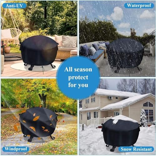 Velfree41-44inch Fire Pit Cover Round - Image 6