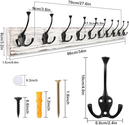 IBosins Vintage White Wall Mounted Coat Rack - Image 7
