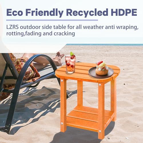 LZRS 2-Tier Patio Side Table, Heavy Duty HDPE Outdoor End Table - Image 7