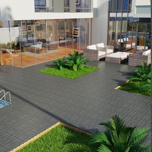 Interlocking Deck Tiles 12"x12" Waterproof Outdoor Patio Flooring Wood Plastic - Image 4