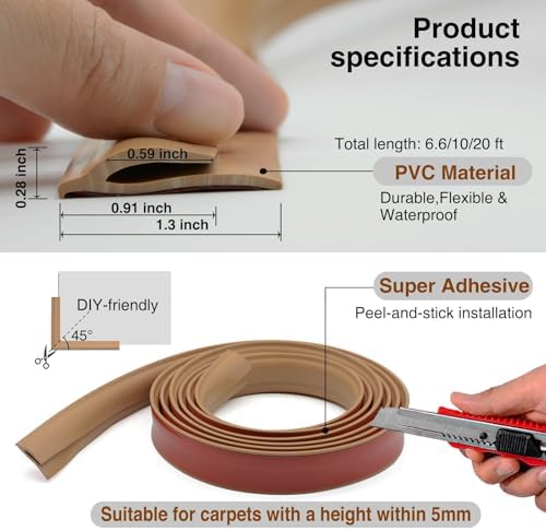 Carpet Edge Trim Binding Rug Edge Protector Thin Rugs Brown 20FT - Image 4