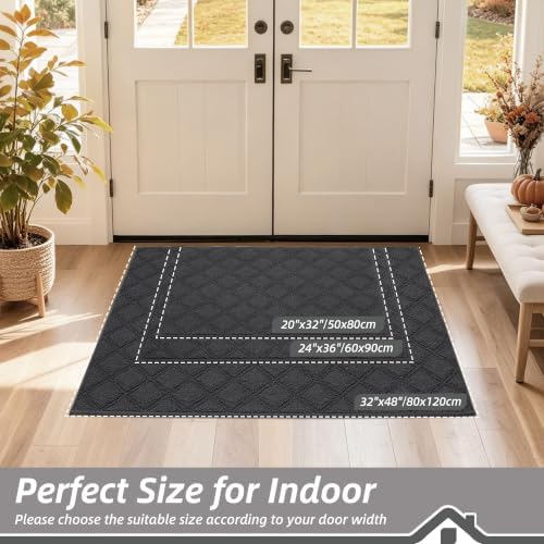 BEQHAUSE Dirt Trapper Door Mat 24" x 36" Non-Slip Washable, Dark Grey - Image 2