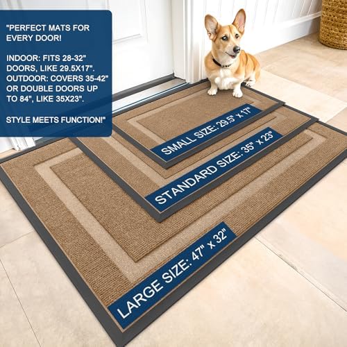 OLANLY Front Door Mat Outside 47x32, All-Season Heavy-Duty Rubber Doormat - Image 2