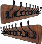 SKOLOO Rustic Wall Mounted Coat Rack, 10 Hooks, Solid Wood by SKOLOO