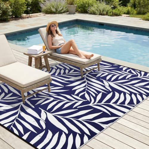 Smiry Outdoor Rug 6x9 ft Waterproof Reversible Leaf Mat - Image 3