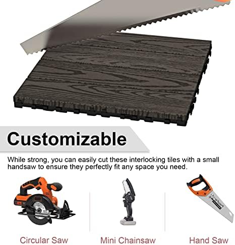 VANCASTLE 9PCS Wood Plastic Composite Interlocking Deck Tiles 11.8"x11.8" - Image 6