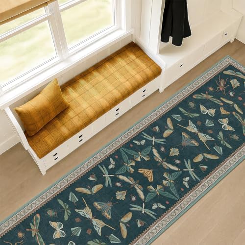 Hazo Haus 2x10 Hallway Runner Rug, Washable Foldable Green Boho Carpet - Image 3