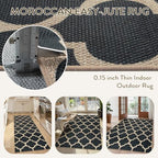 Lahome Moroccan 3x5 Outdoor Rug, Easy Jute Black Washable Rug - Image 3