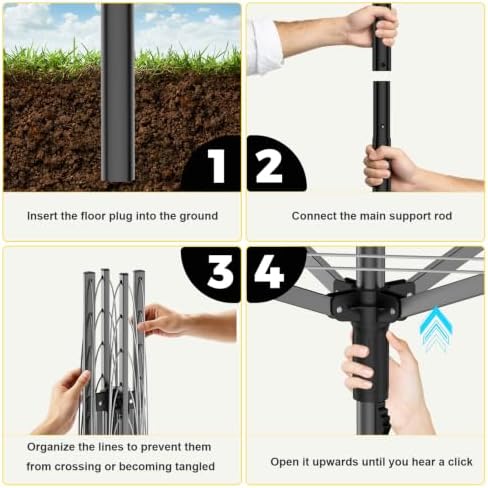 BAKON Heavy Duty Clothesline Outdoor, 40M Rotary Adjustable Tension Umbrella - Image 6