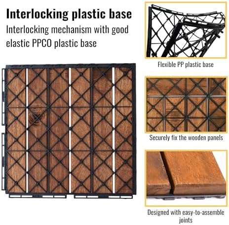 30 PCS Brown Acacia Wood Interlocking Deck Tiles - Image 5
