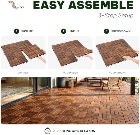 Acacia Interlocking Deck Tiles, 12 Slats - Image 4