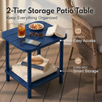 PASAMIC Outdoor Side Table, 2-Tier Oval Patio Table - Image 3