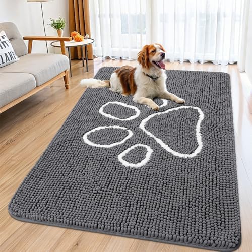 Smiry Dog Door Mat for Muddy Paws, Absorbent Non Slip Dirt Trapper by Smiry