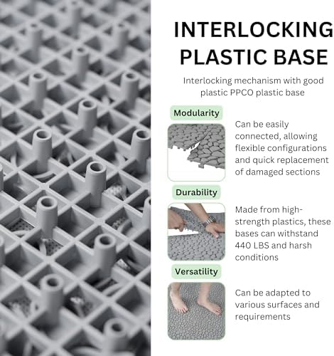 12x12 Inch Gray Plastic Interlocking Deck Tiles, Waterproof Non-Slip Pebble - Image 4