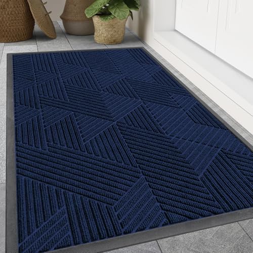 Smiry Front Door Mat Outside Entrance, Low Profile Rubber Doormat by Smiry