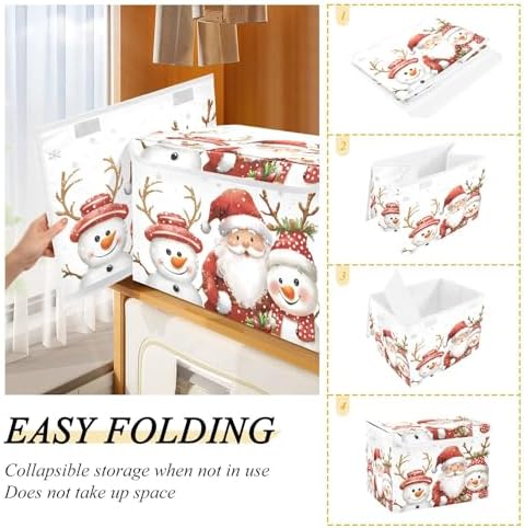 Bolaz Storage Bins with Lids and Handles, Christmas Snowman Storage Box Storage - Image 4