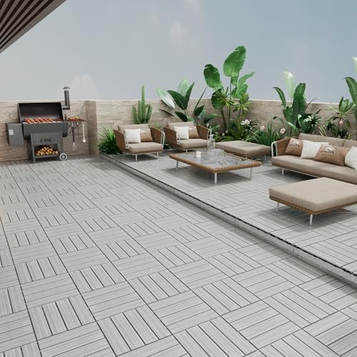 22-Pack WPC Composite Deck Tiles, 11.8" Interlocking Wood-Plastic Patio - Image 6