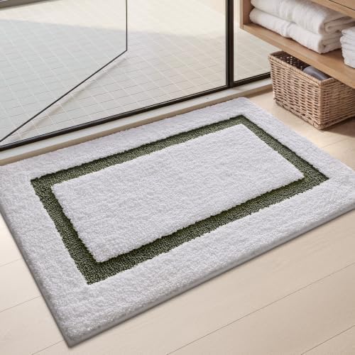 Color&Geometry White Bathroom Rugs 36x24, Extra Soft Absorbent Microfiber Bath by COLORG