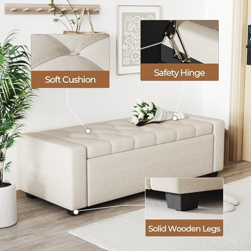 Ottoman with Storage Bench, Large Storage Ottoman Entryway Benches Ottoman - Image 6