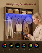 VASAGLE 5-in-1 Hall Tree with Bench and Shoe Storage, Adjustable LED Light - Image 6