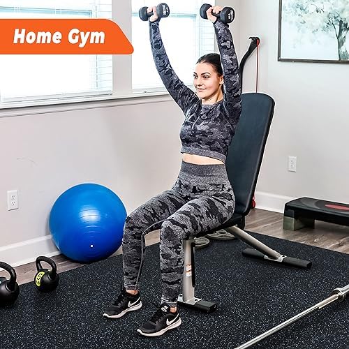 SUPERJARE 0.4'' Thick 6 Pcs 24 Sq Ft Rubber Top Exercise Equipment Mats - Image 2