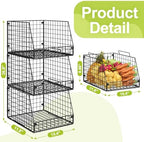 3 Pack XXL Stackable Wire Baskets, Large Storage Bins - Image 7