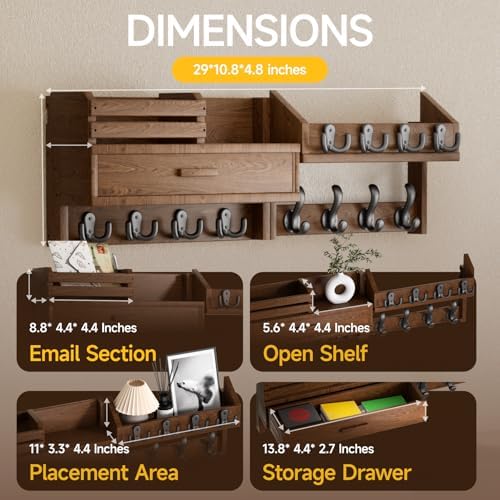 Solid Wood Wall Mounted Coat Rack - Image 3