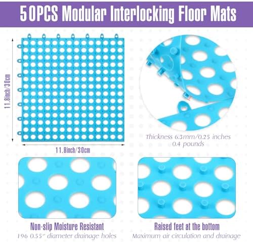 Tinideya 50 Pcs Drainage Mats 11.8'' x 11.8'' Modular Interlocking Floor - Image 4
