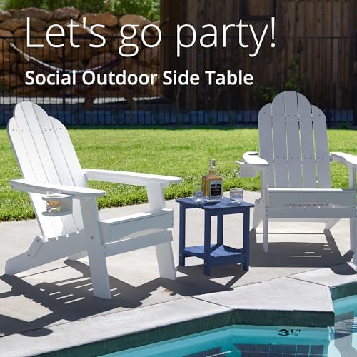 LUE BONA Outdoor Side Table, 2-Tier HDPS Small Patio Table - Image 4