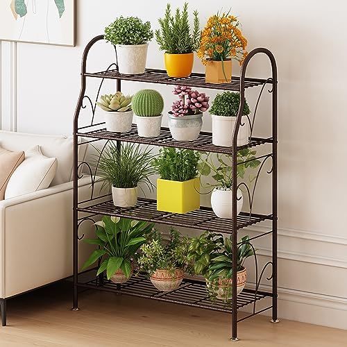SORCEDAS Plant Stand Outdoor Indoor 4 Tier Metal Corner Flower Shelf - Image 3