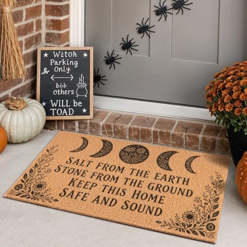 Witchy Halloween Door Mat, Gothic Blessing Rug by FTTOYOLY
