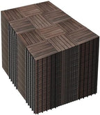 PrimeZone 432 PCS Solid Acacia Wood Interlocking Patio Deck Tiles Outdoor by PrimeZone