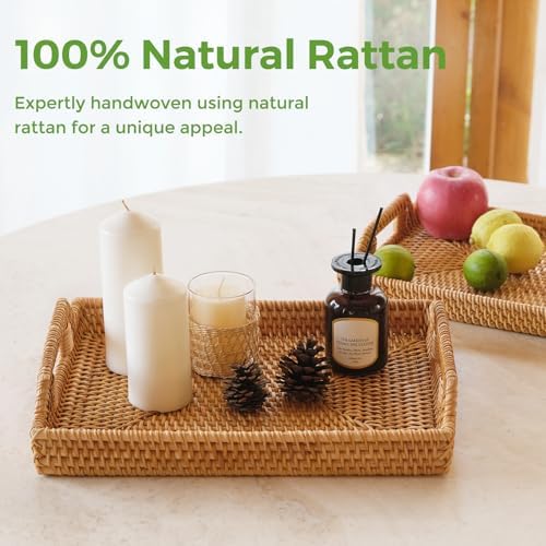 Rattan Serving Tray, Rectangle Woven Wicker Tray - Image 4