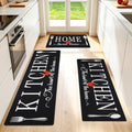 Kitchen Rugs Set 3 Piece, Non Slip Black Kitchen Mats by Elevateyourspacewithstorageoptions