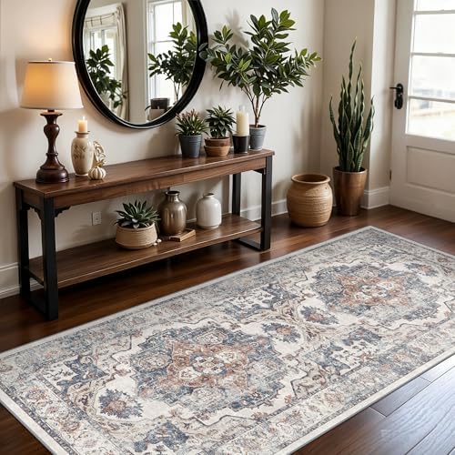 Washable 3x7 Hallway Runner Rug: Vintage 7ft Water-Resistant Soft Runner Rug by HYHAOYUNLAI