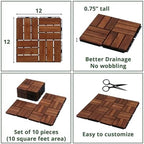 BEEFURNI Interlocking Acacia Wood Deck Tiles 12x12 - Image 6