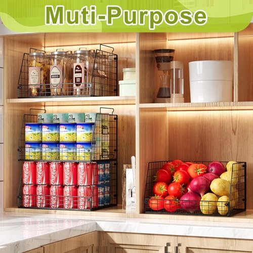 4 Pack XXL Stackable Wire Storage Basket, Extra Large Capacity Pantry Organizer - Image 6
