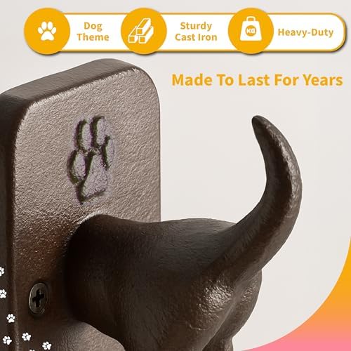Tapeera 1 Pack Cast Iron Dog Leash Holder - Image 3