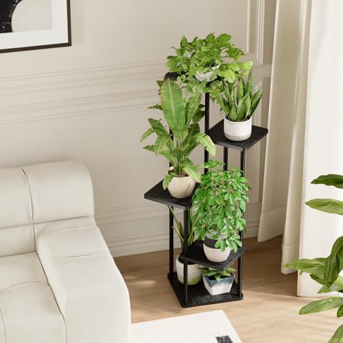 Bamworld Black Plant Stand Indoor Corner Plant Shelf - Image 4
