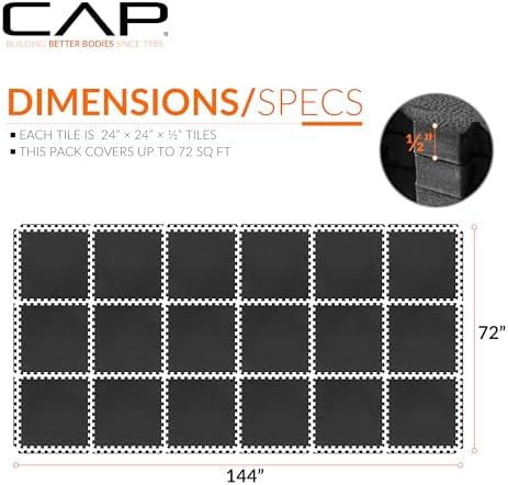 CAP Puzzle Exercise Mats | 1/2” Thick EVA Interlocking Foam Tiles - Image 4
